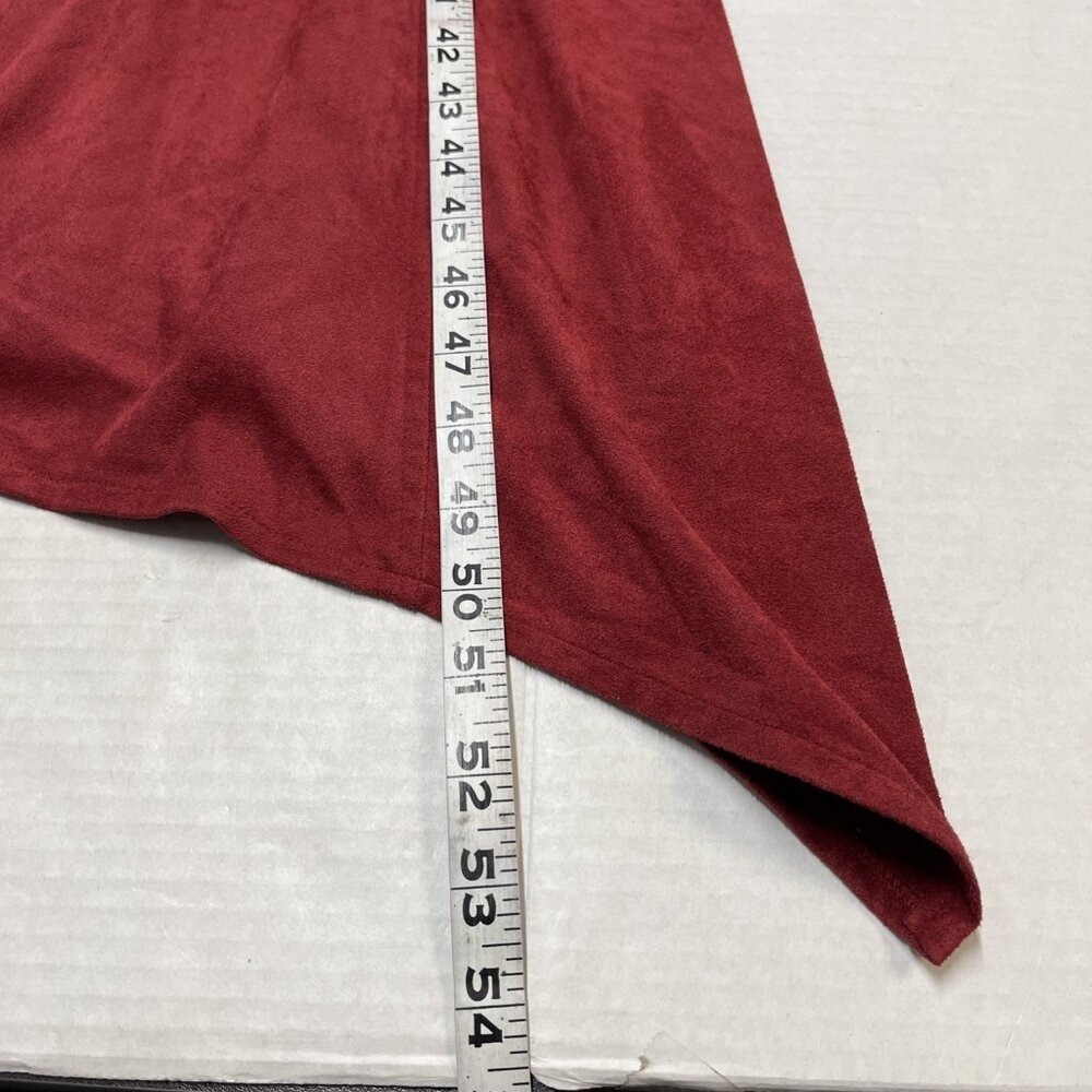 Taylor Dress Red Faux Suede Mock Neck Sleeveless Asymmetric Midi Size 10 Event - Picture 8 of 10